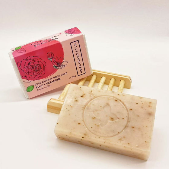 Pure Essence Body Soap - Rose + Geranium 100g